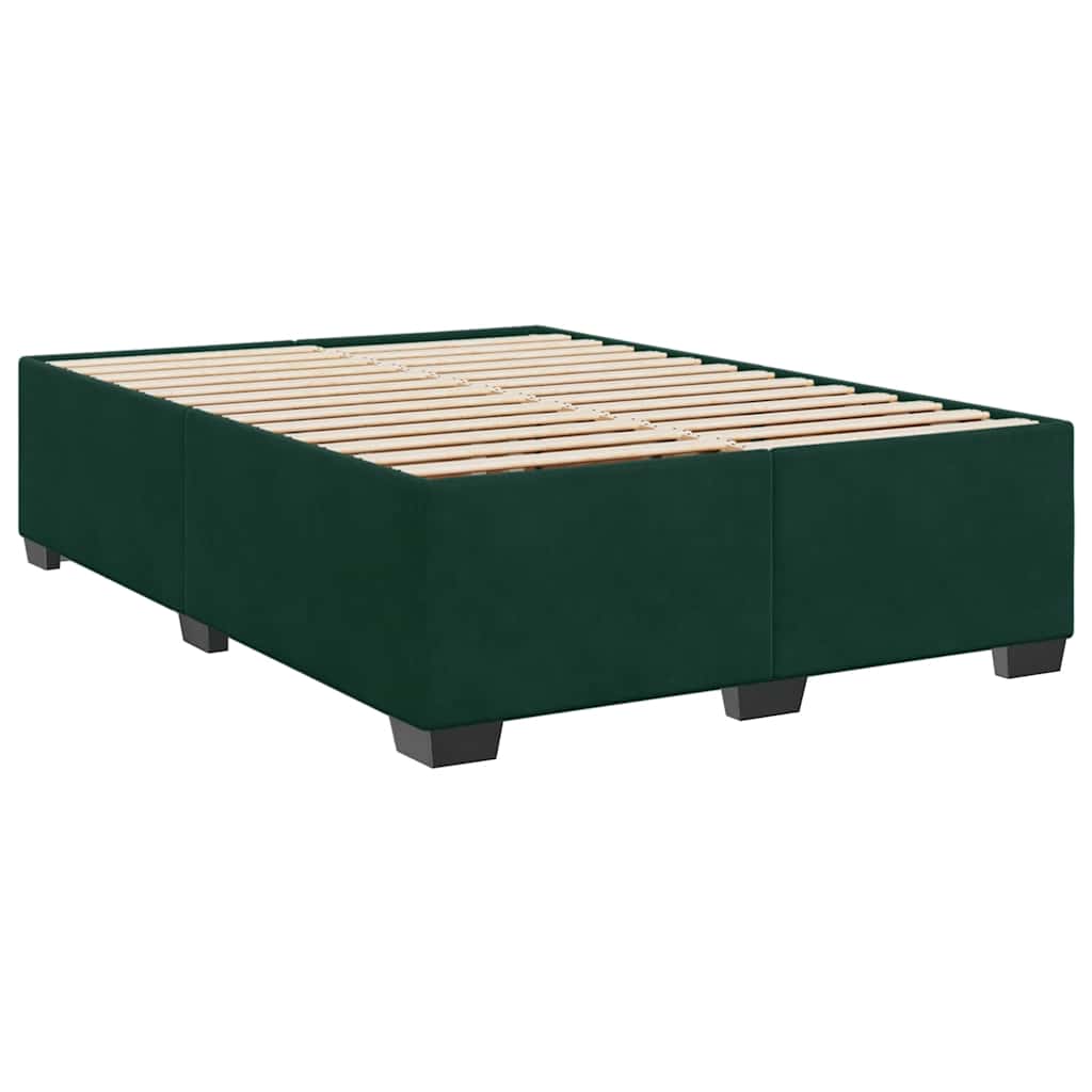 vidaXL Κρεβάτι Boxspring με Στρώμα Σκούρο Πράσινο 160x200εκ. Βελούδινο