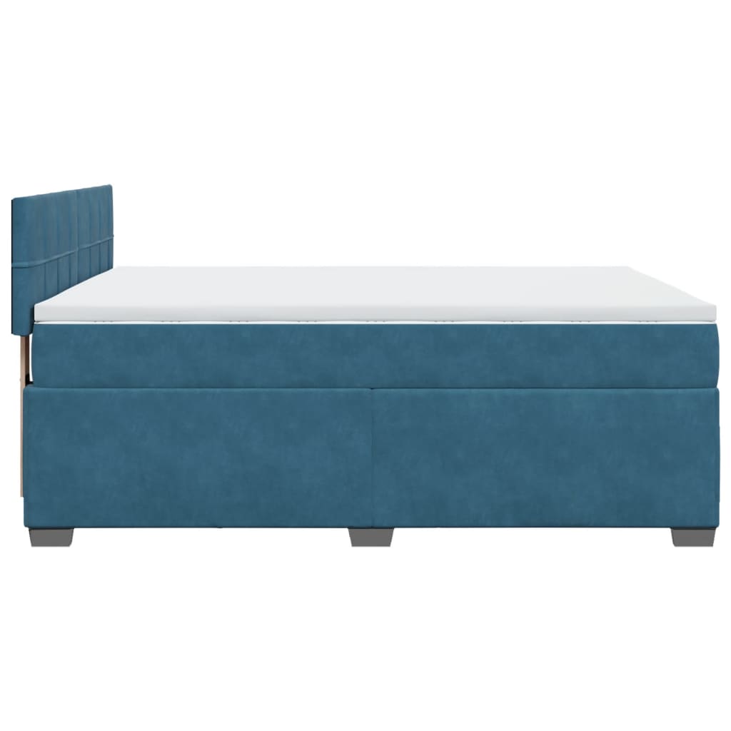 vidaXL Κρεβάτι Boxspring με Στρώμα Μπλε 160x200 εκ. Βελούδινο