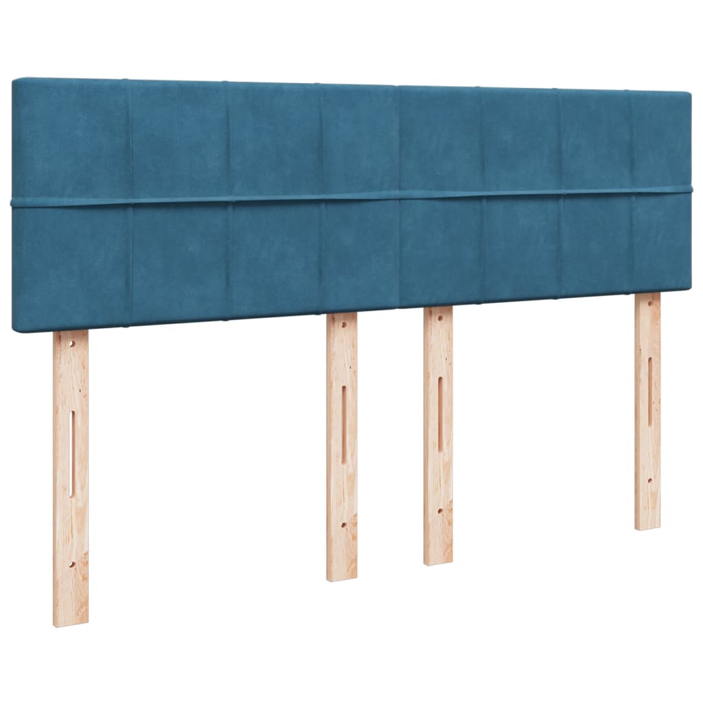 vidaXL Κρεβάτι Boxspring με Στρώμα Μπλε 160x200 εκ. Βελούδινο