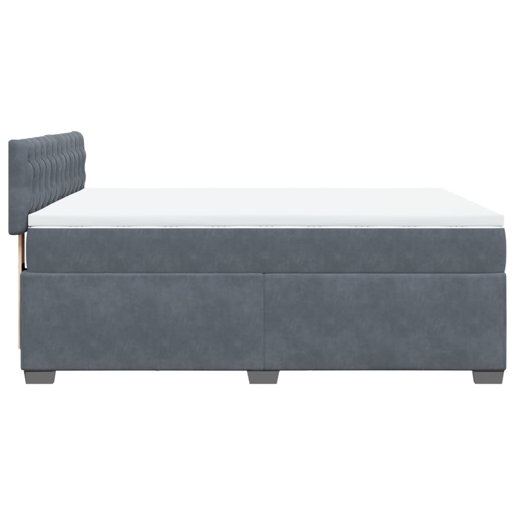vidaXL Κρεβάτι Boxspring με Στρώμα Σκούρο Γκρι 160x200 εκ. Βελούδινο