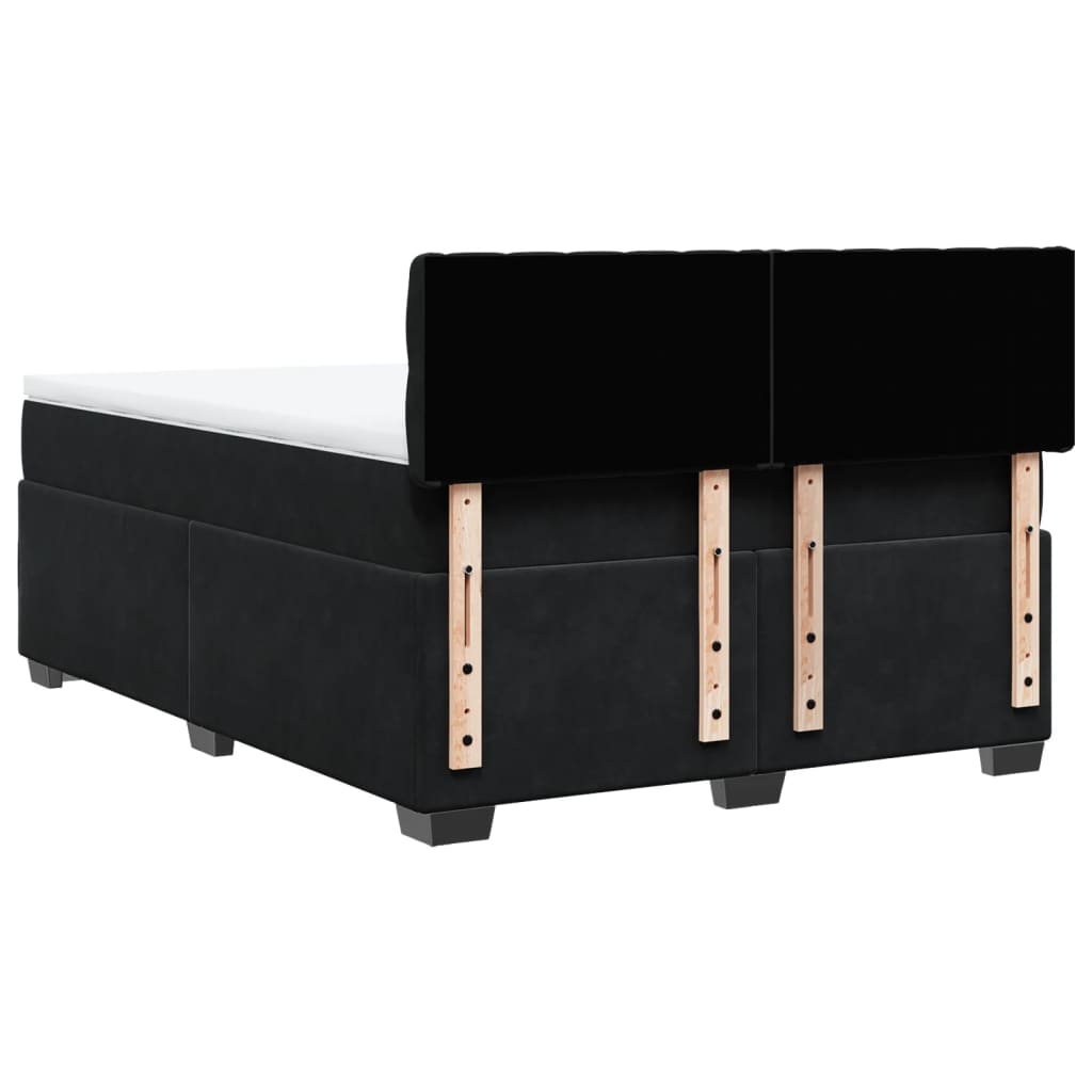 vidaXL Κρεβάτι Boxspring με Στρώμα Μαύρο 160x200 εκ. Βελούδινο