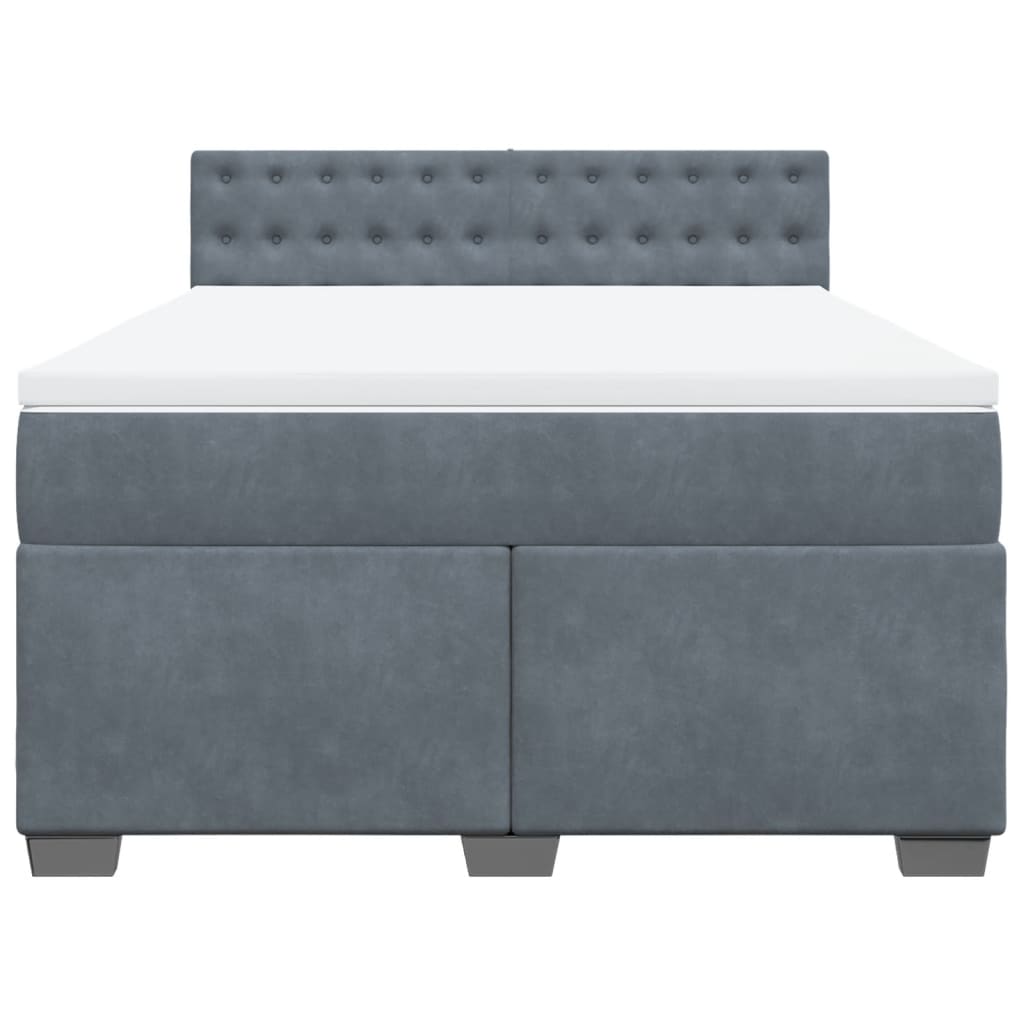 vidaXL Κρεβάτι Boxspring με Στρώμα Σκούρο Γκρι 160x200 εκ. Βελούδινο