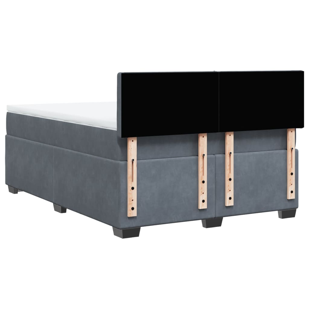vidaXL Κρεβάτι Boxspring με Στρώμα Σκούρο Γκρι 160x200 εκ. Βελούδινο