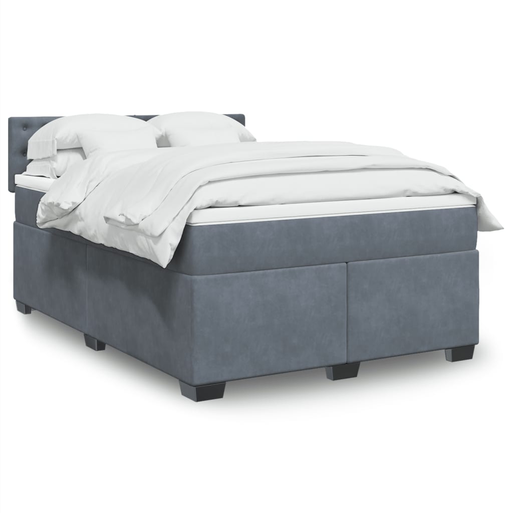 vidaXL Κρεβάτι Boxspring με Στρώμα Σκούρο Γκρι 160x200 εκ. Βελούδινο