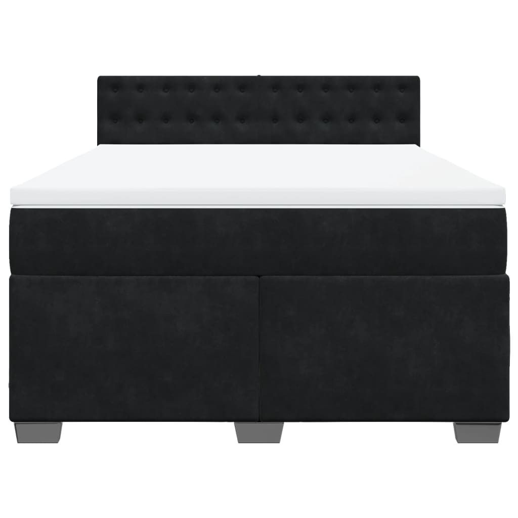 vidaXL Κρεβάτι Boxspring με Στρώμα Μαύρο 160x200 εκ. Βελούδινο