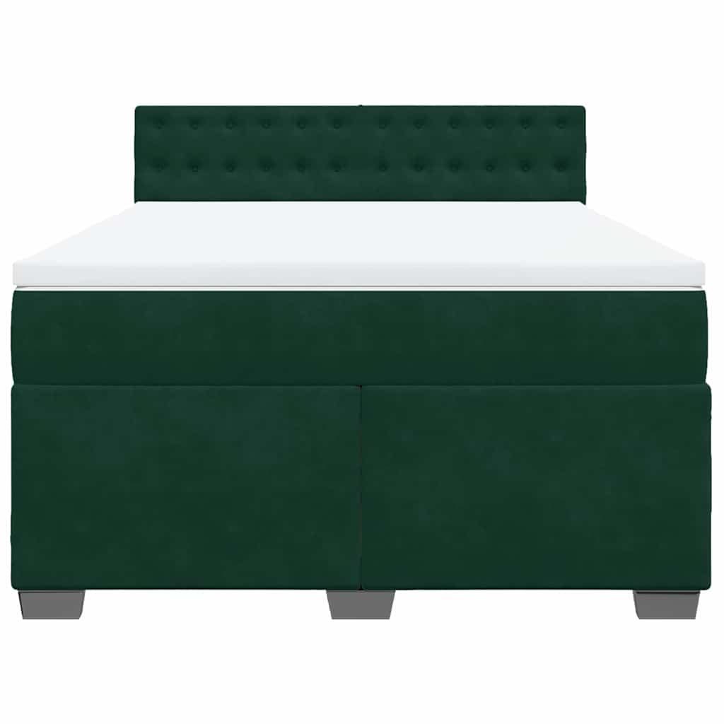 vidaXL Κρεβάτι Boxspring με Στρώμα Σκούρο Πράσινο 160x200εκ. Βελούδινο