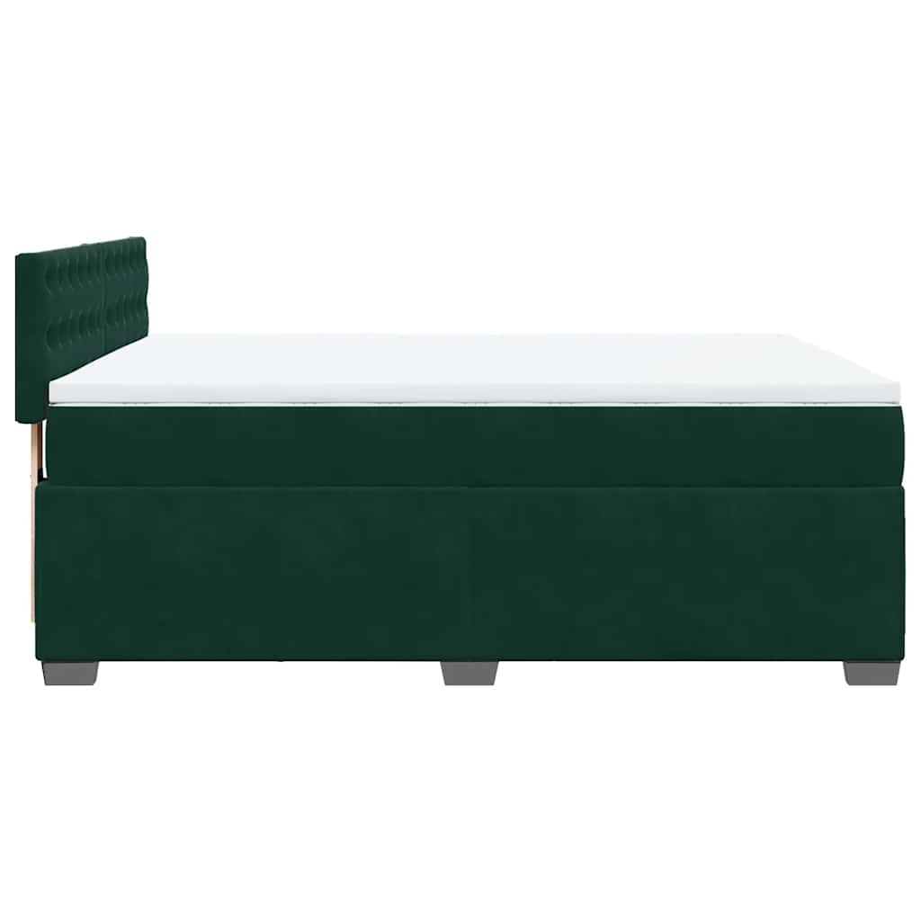 vidaXL Κρεβάτι Boxspring με Στρώμα Σκούρο Πράσινο 160x200εκ. Βελούδινο