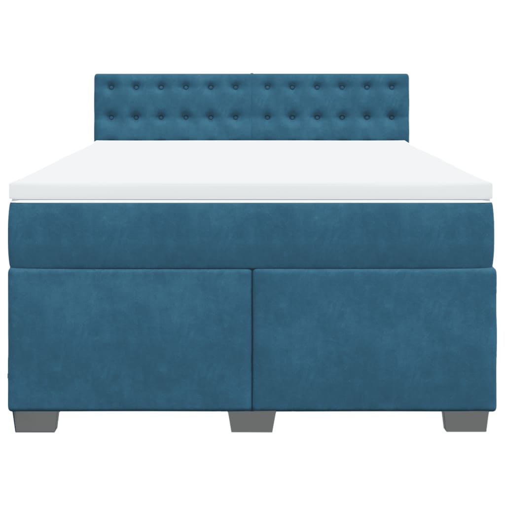 vidaXL Κρεβάτι Boxspring με Στρώμα Μπλε 160x200 εκ. Βελούδινο