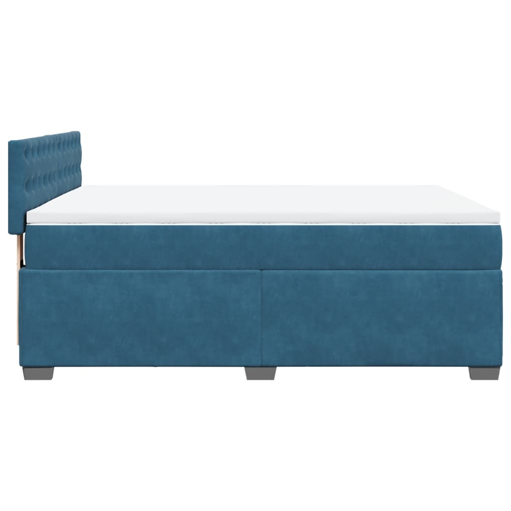 vidaXL Κρεβάτι Boxspring με Στρώμα Μπλε 160x200 εκ. Βελούδινο