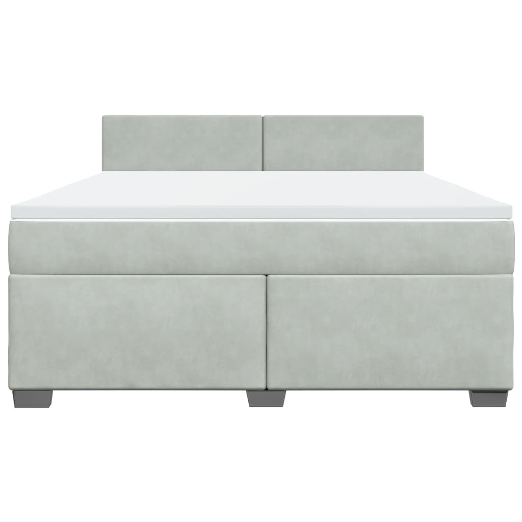 vidaXL Κρεβάτι Boxspring με Στρώμα Ανοιχτό Γκρι 180x200 εκ. Βελούδινο
