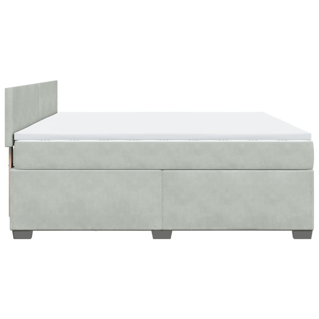 vidaXL Κρεβάτι Boxspring με Στρώμα Ανοιχτό Γκρι 180x200 εκ. Βελούδινο
