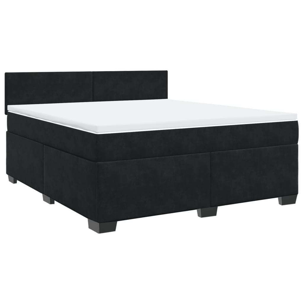 vidaXL Κρεβάτι Boxspring με Στρώμα Μαύρο 180x200 εκ. Βελούδινο