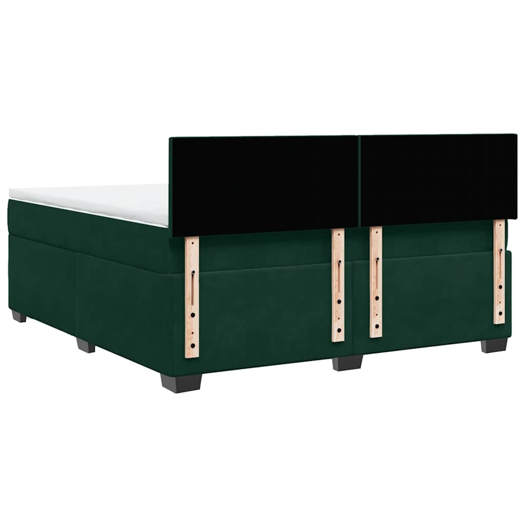 vidaXL Κρεβάτι Boxspring με Στρώμα Σκούρο Πράσινο 180x200εκ. Βελούδινο