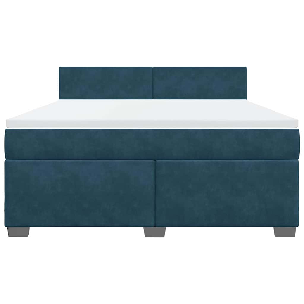 vidaXL Κρεβάτι Boxspring με Στρώμα Μπλε 180x200 εκ. Βελούδινο