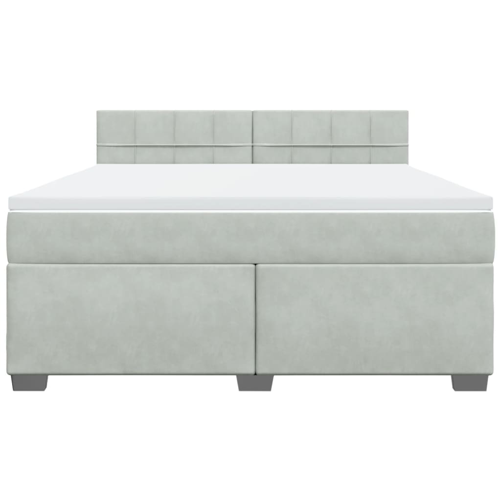 vidaXL Κρεβάτι Boxspring με Στρώμα Ανοιχτό Γκρι 180x200 εκ. Βελούδινο