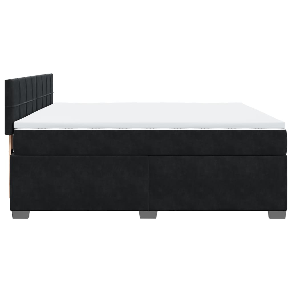 vidaXL Κρεβάτι Boxspring με Στρώμα Μαύρο 180x200 εκ. Βελούδινο