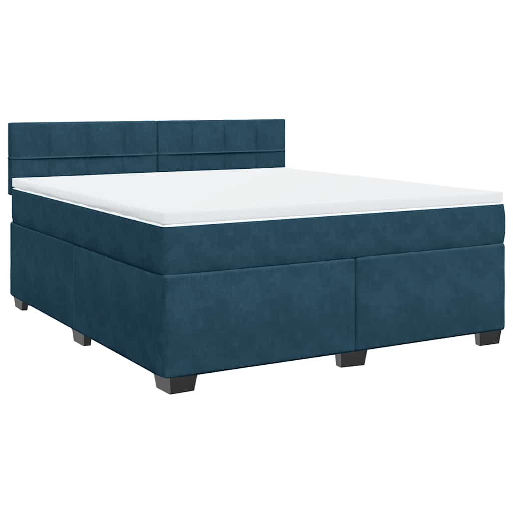 vidaXL Κρεβάτι Boxspring με Στρώμα Μπλε 180x200 εκ. Βελούδινο