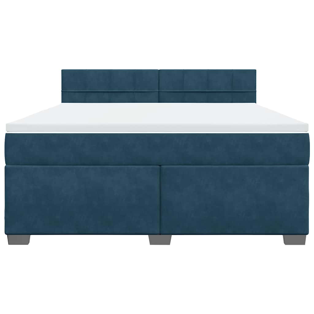 vidaXL Κρεβάτι Boxspring με Στρώμα Μπλε 180x200 εκ. Βελούδινο