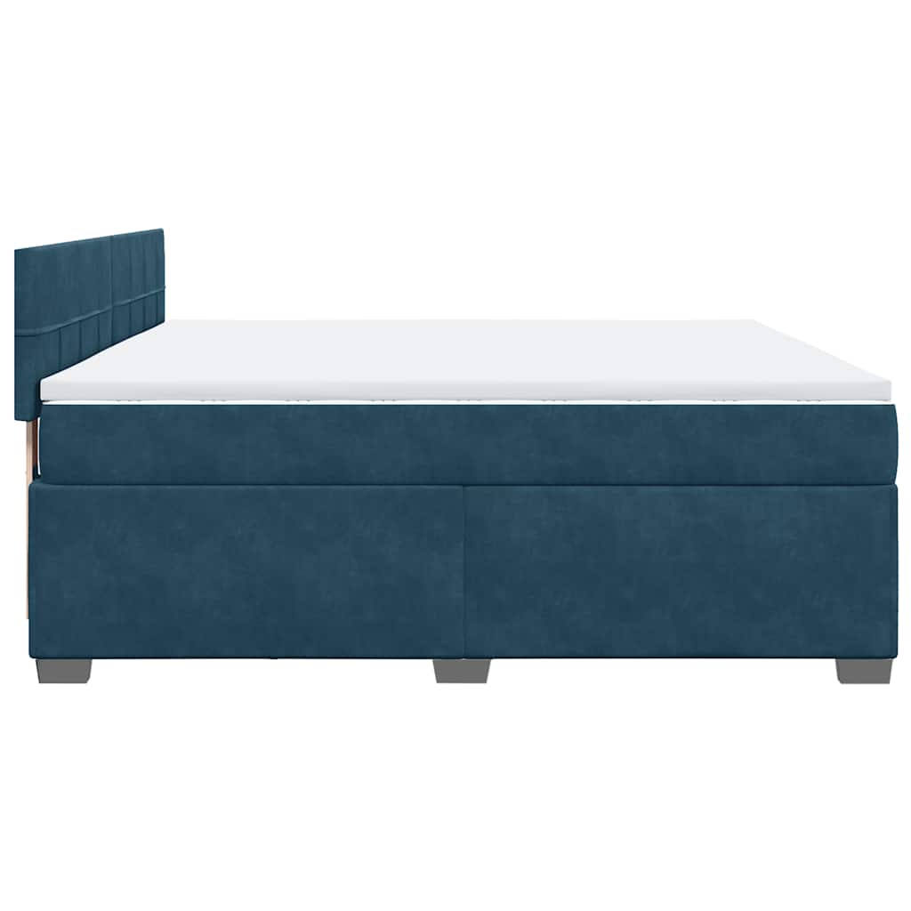 vidaXL Κρεβάτι Boxspring με Στρώμα Μπλε 180x200 εκ. Βελούδινο