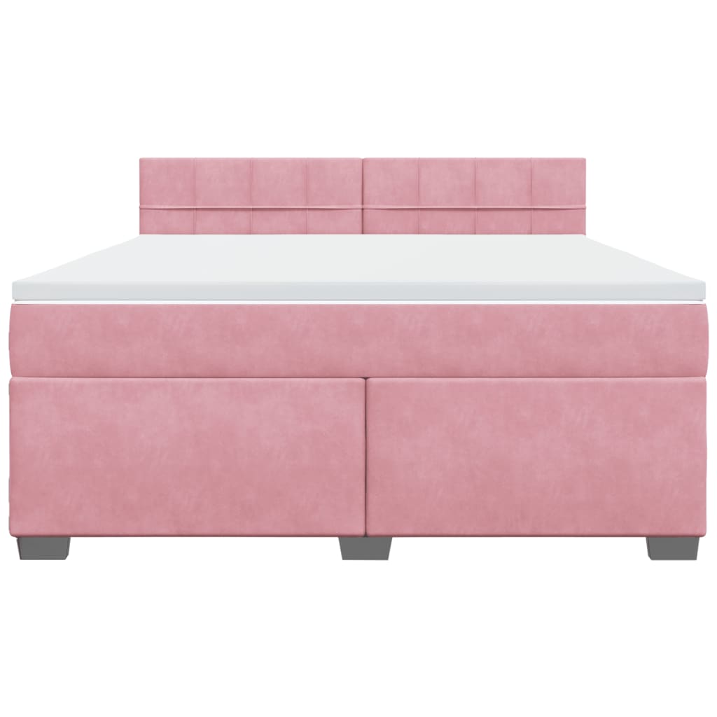 vidaXL Κρεβάτι Boxspring με Στρώμα Ροζ 180x200 εκ. Βελούδινο