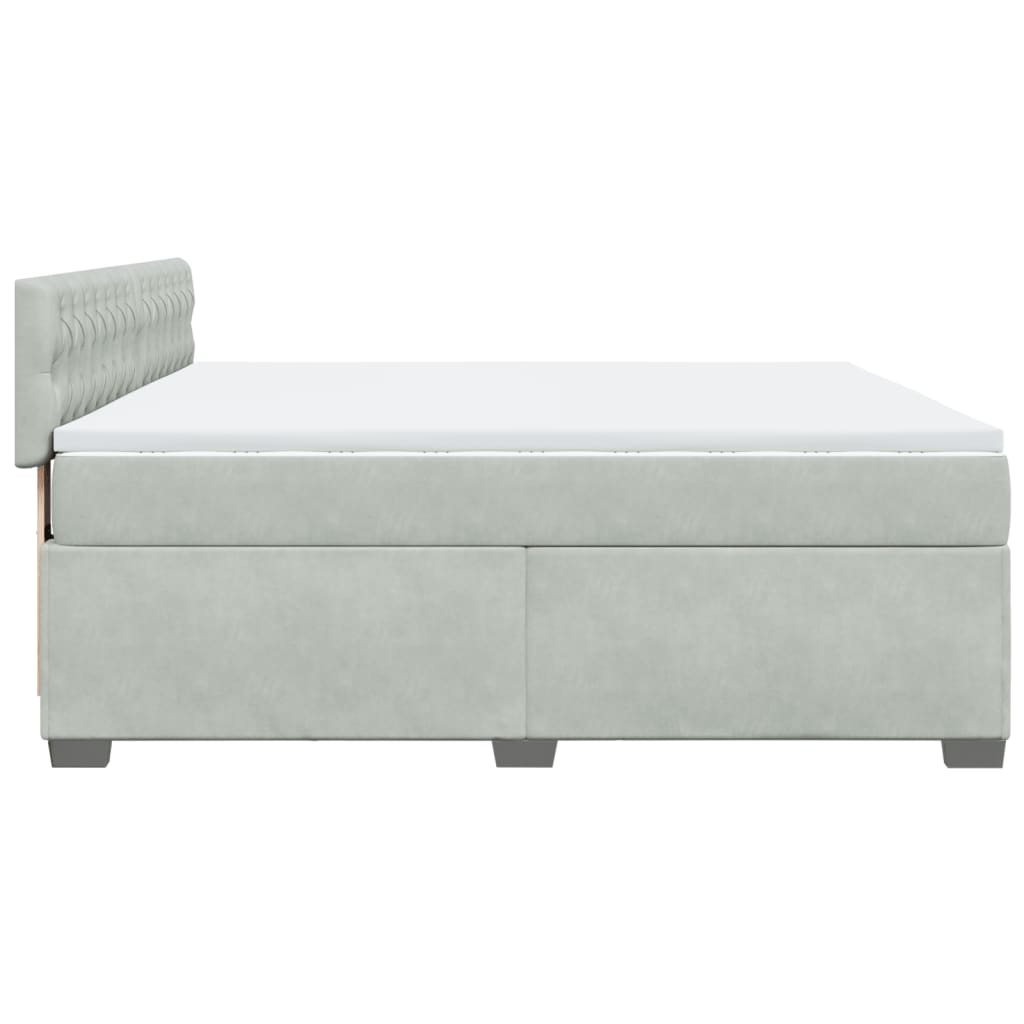 vidaXL Κρεβάτι Boxspring με Στρώμα Ανοιχτό Γκρι 180x200 εκ. Βελούδινο
