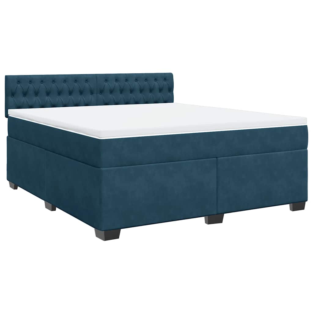 vidaXL Κρεβάτι Boxspring με Στρώμα Μπλε 180x200 εκ. Βελούδινο