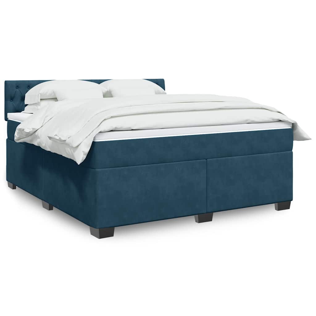 vidaXL Κρεβάτι Boxspring με Στρώμα Μπλε 180x200 εκ. Βελούδινο