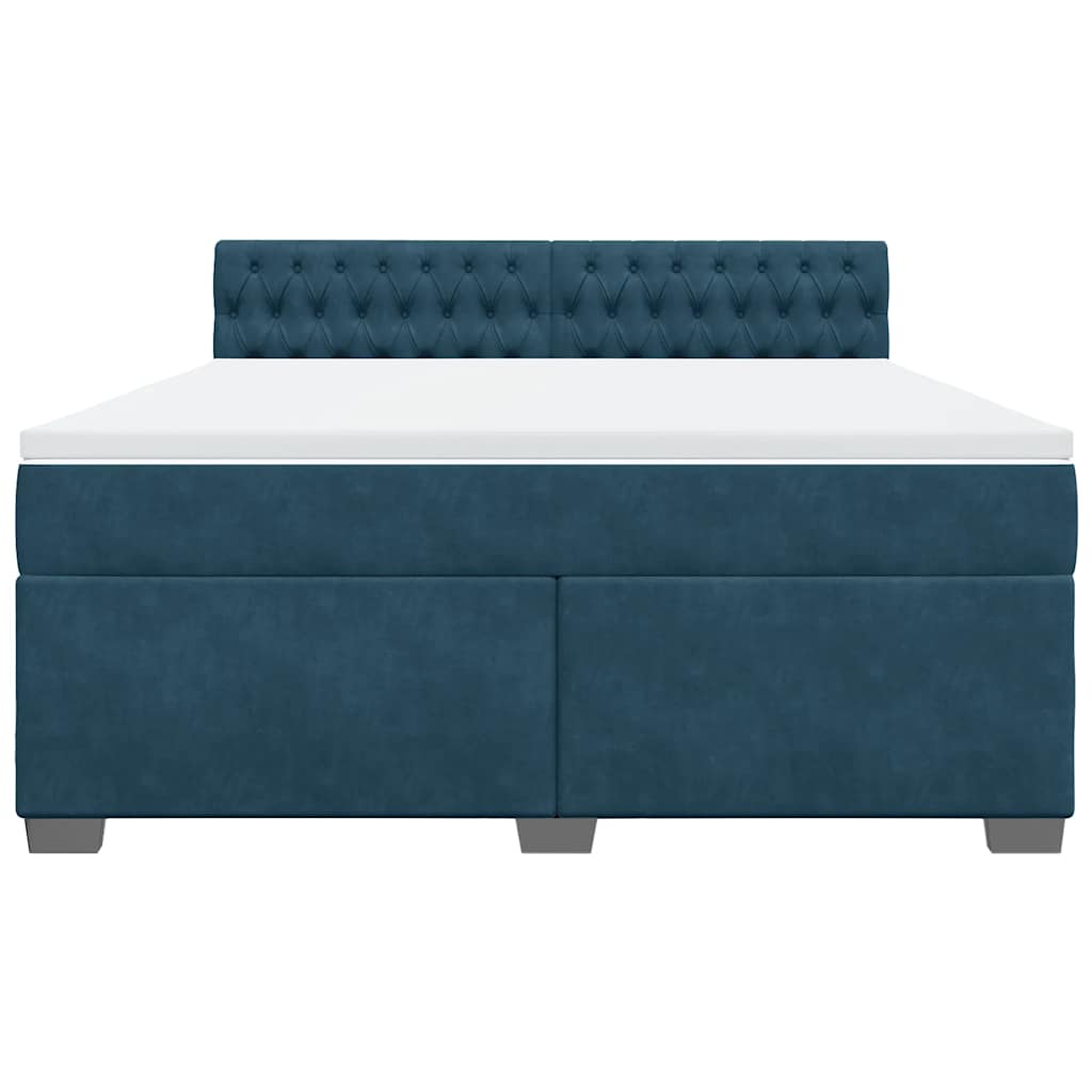 vidaXL Κρεβάτι Boxspring με Στρώμα Μπλε 180x200 εκ. Βελούδινο