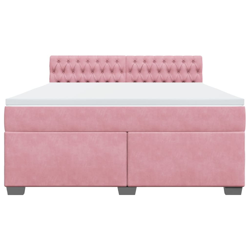 vidaXL Κρεβάτι Boxspring με Στρώμα Ροζ 180x200 εκ. Βελούδινο