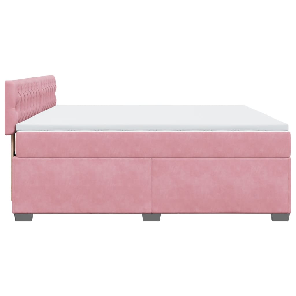 vidaXL Κρεβάτι Boxspring με Στρώμα Ροζ 180x200 εκ. Βελούδινο