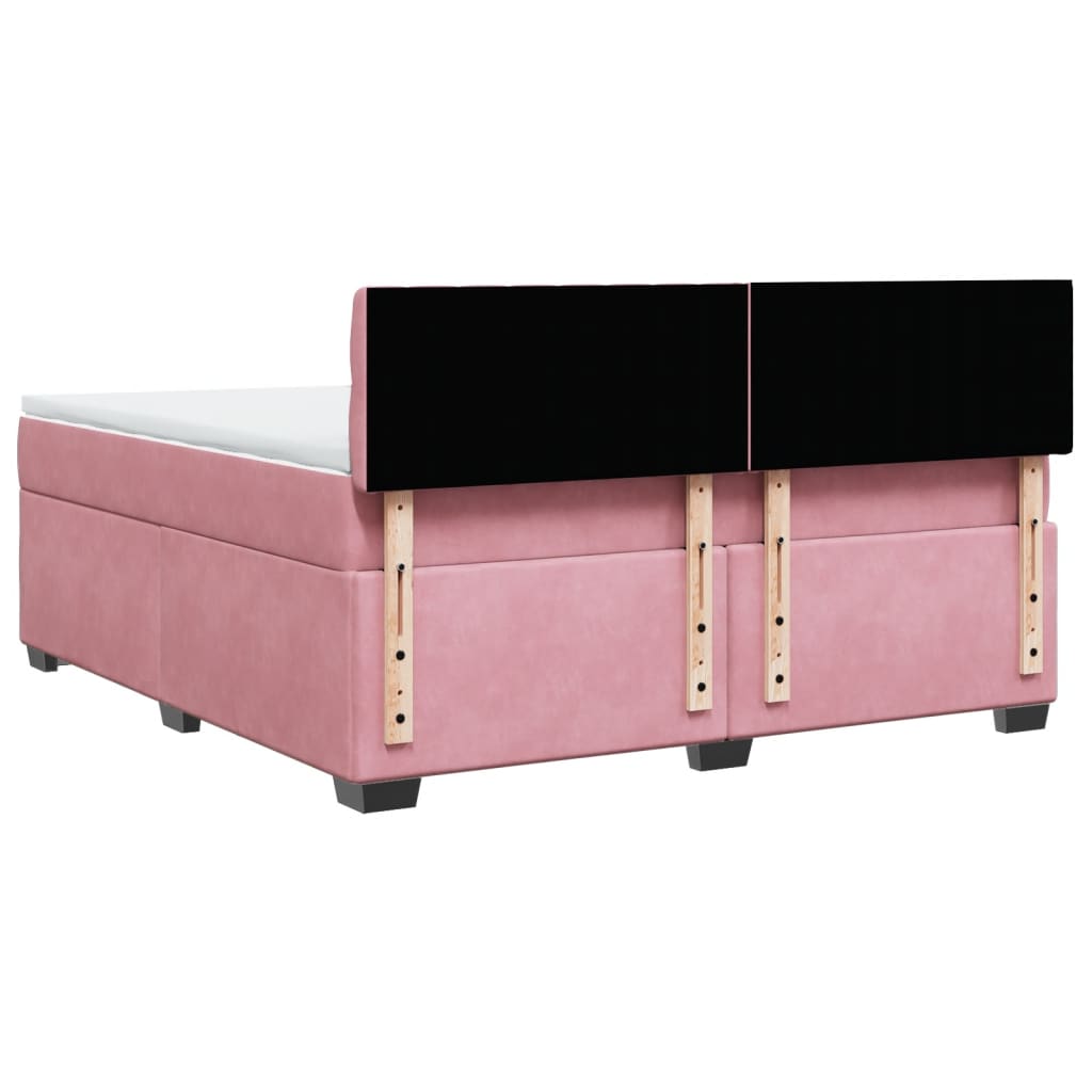 vidaXL Κρεβάτι Boxspring με Στρώμα Ροζ 180x200 εκ. Βελούδινο