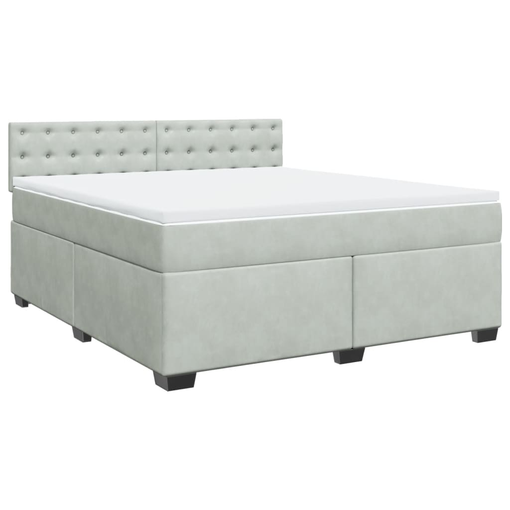 vidaXL Κρεβάτι Boxspring με Στρώμα Ανοιχτό Γκρι 180x200 εκ. Βελούδινο