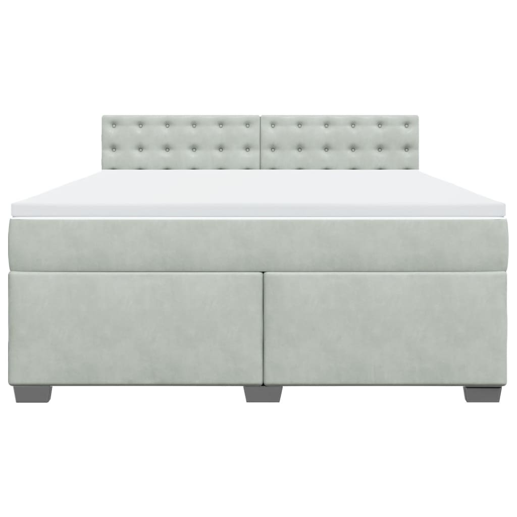 vidaXL Κρεβάτι Boxspring με Στρώμα Ανοιχτό Γκρι 180x200 εκ. Βελούδινο