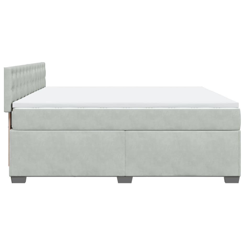 vidaXL Κρεβάτι Boxspring με Στρώμα Ανοιχτό Γκρι 180x200 εκ. Βελούδινο