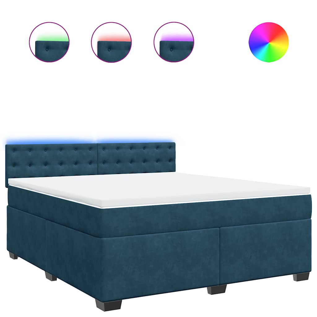 vidaXL Κρεβάτι Boxspring με Στρώμα Μπλε 180x200 εκ. Βελούδινο
