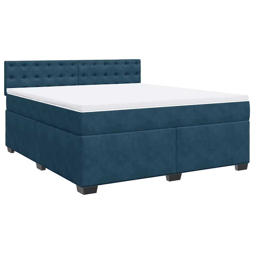 vidaXL Κρεβάτι Boxspring με Στρώμα Μπλε 180x200 εκ. Βελούδινο