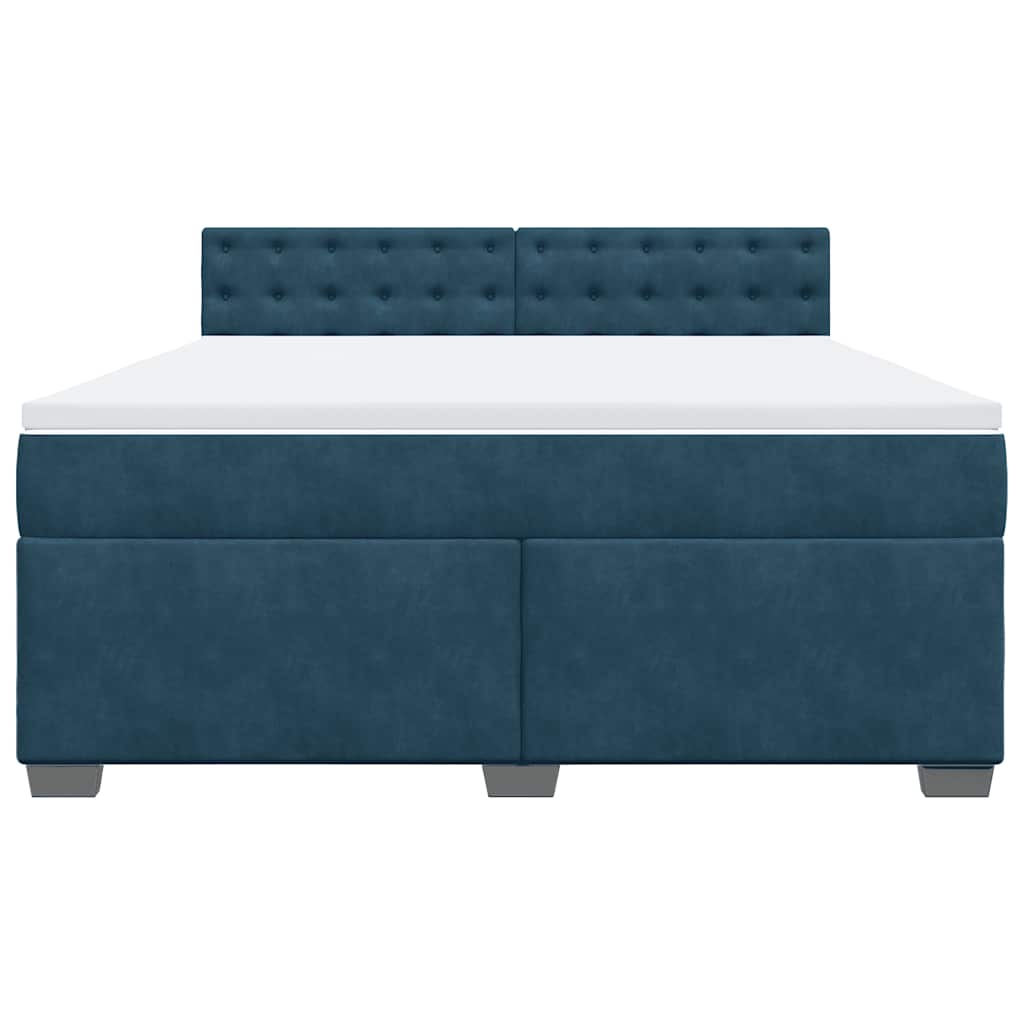 vidaXL Κρεβάτι Boxspring με Στρώμα Μπλε 180x200 εκ. Βελούδινο