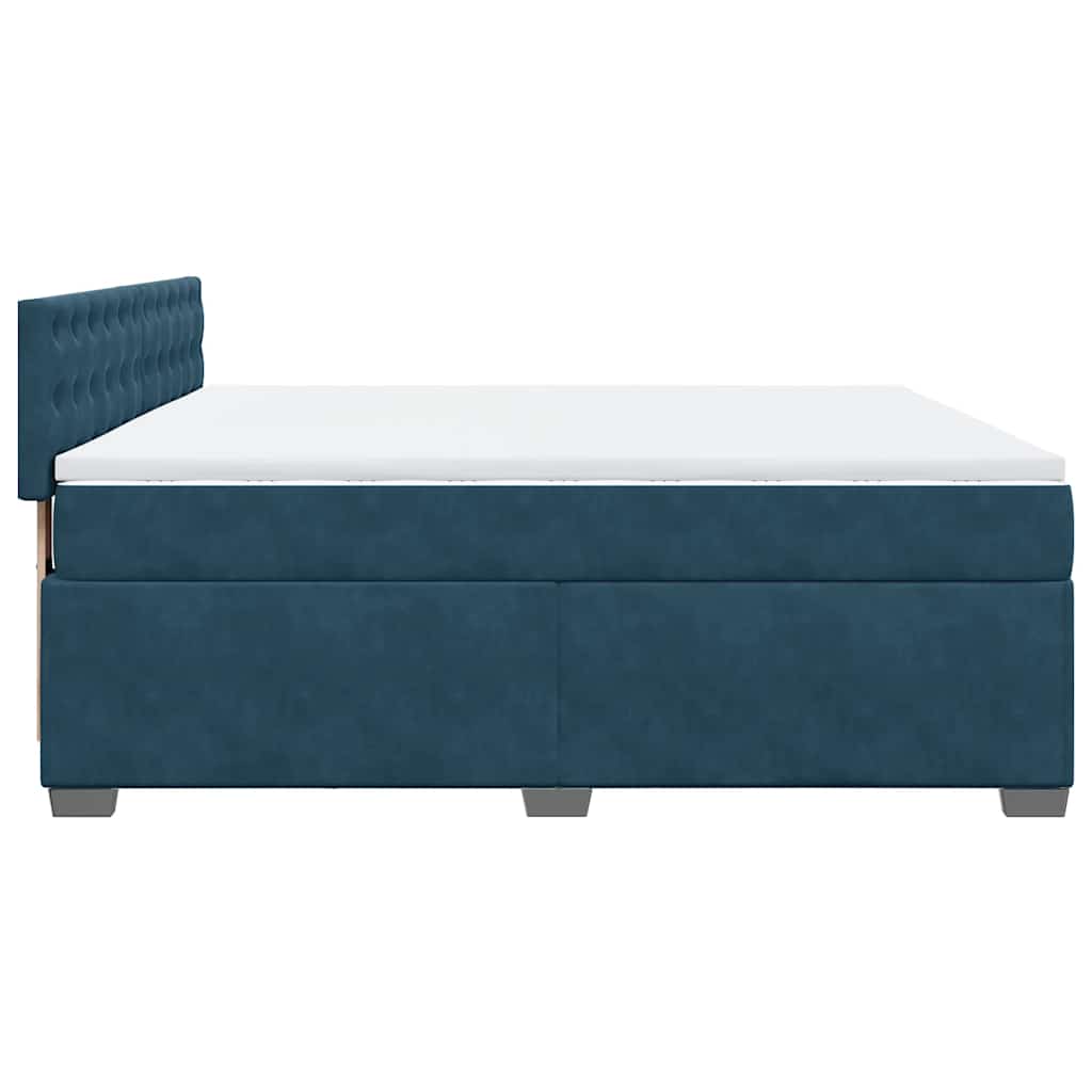 vidaXL Κρεβάτι Boxspring με Στρώμα Μπλε 180x200 εκ. Βελούδινο