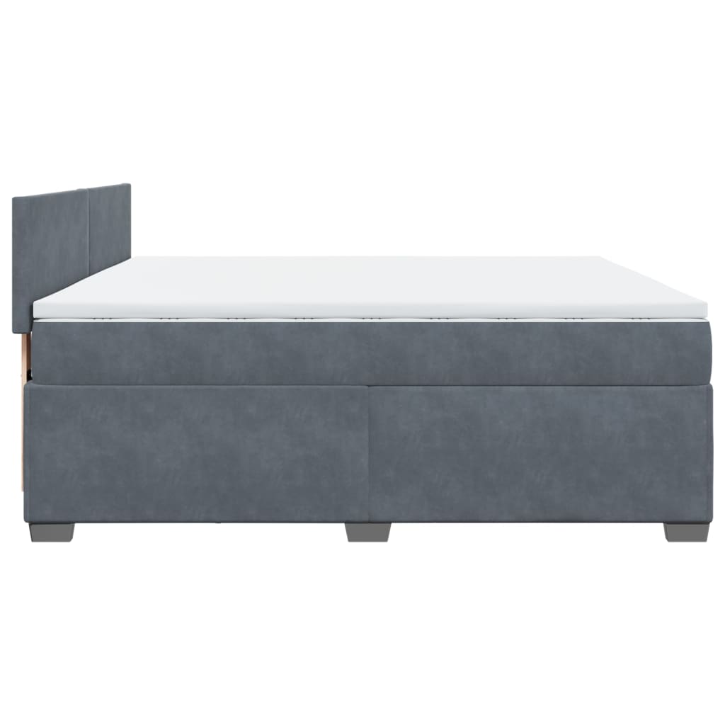 vidaXL Κρεβάτι Boxspring με Στρώμα Σκούρο Γκρι 200x200 εκ. Βελούδινο
