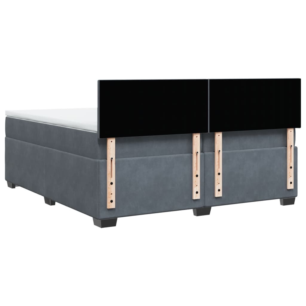 vidaXL Κρεβάτι Boxspring με Στρώμα Σκούρο Γκρι 200x200 εκ. Βελούδινο