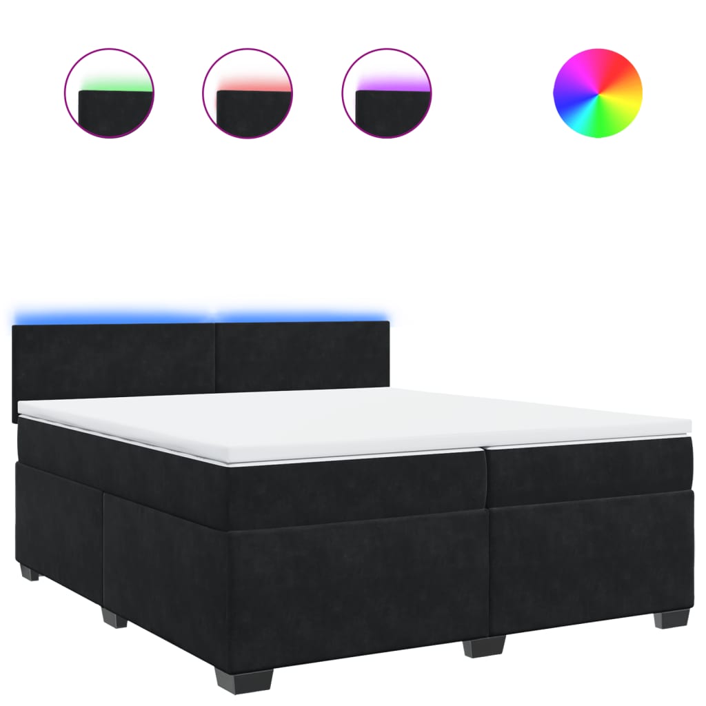 vidaXL Κρεβάτι Boxspring με Στρώμα Μαύρο 200x200 εκ. Βελούδινο
