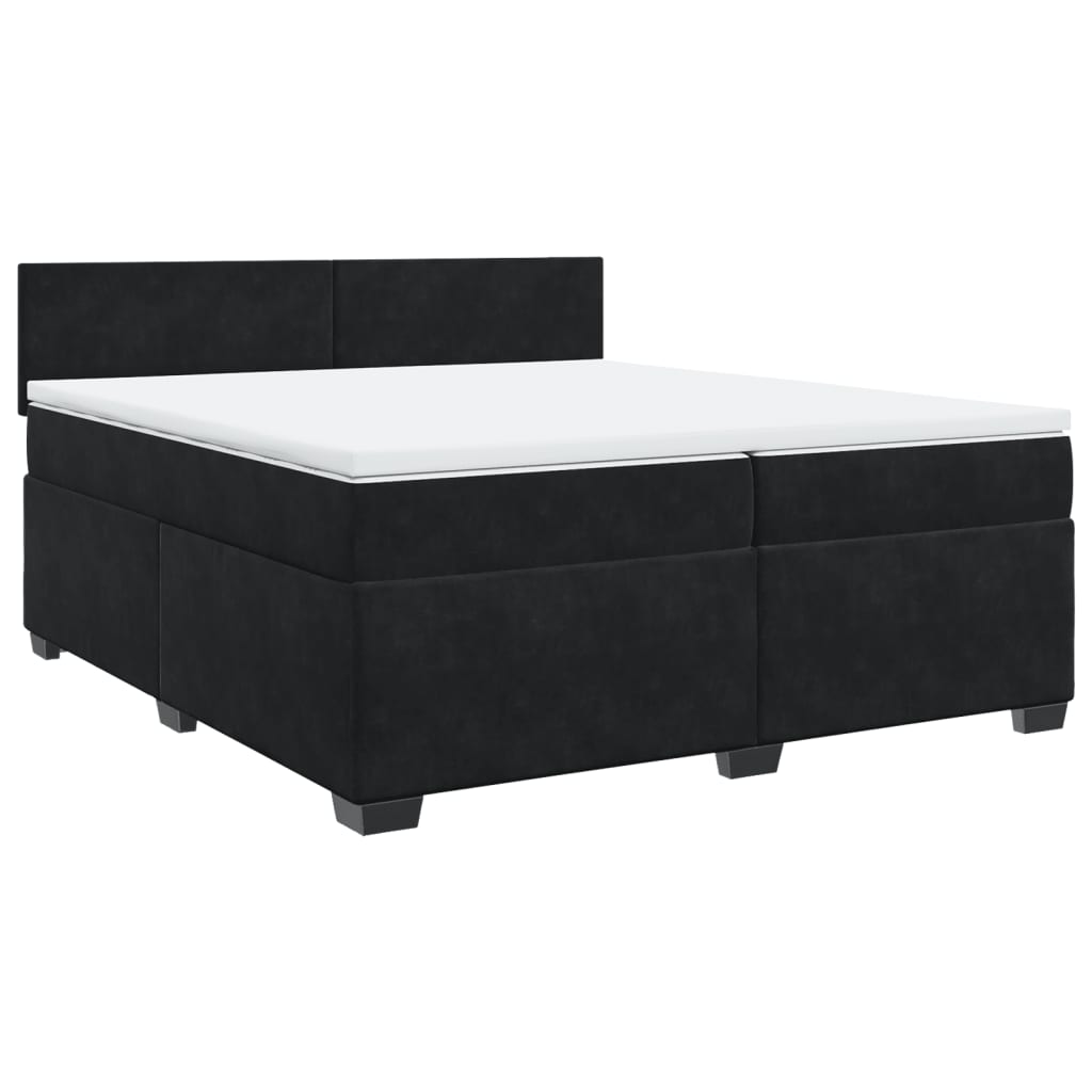 vidaXL Κρεβάτι Boxspring με Στρώμα Μαύρο 200x200 εκ. Βελούδινο