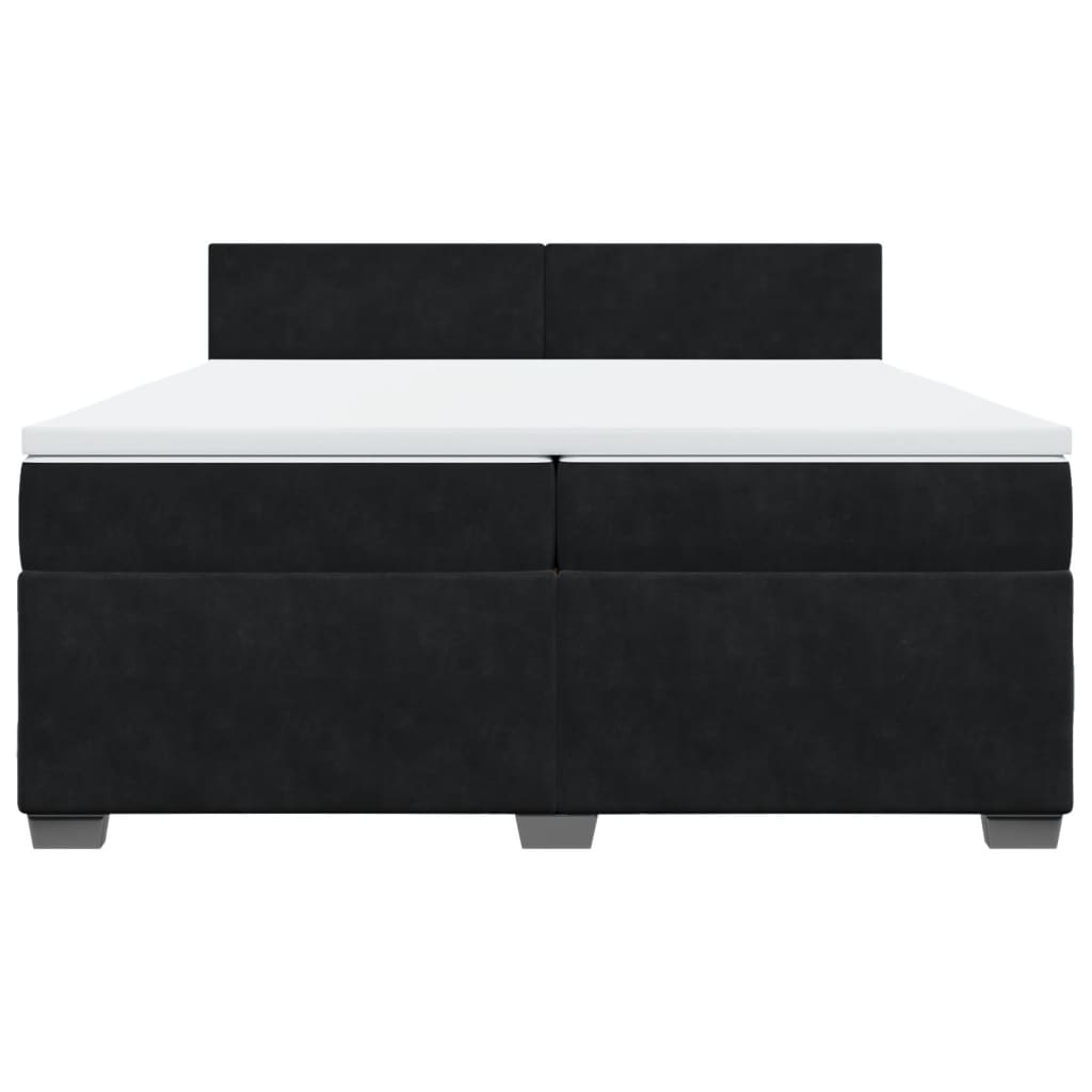 vidaXL Κρεβάτι Boxspring με Στρώμα Μαύρο 200x200 εκ. Βελούδινο