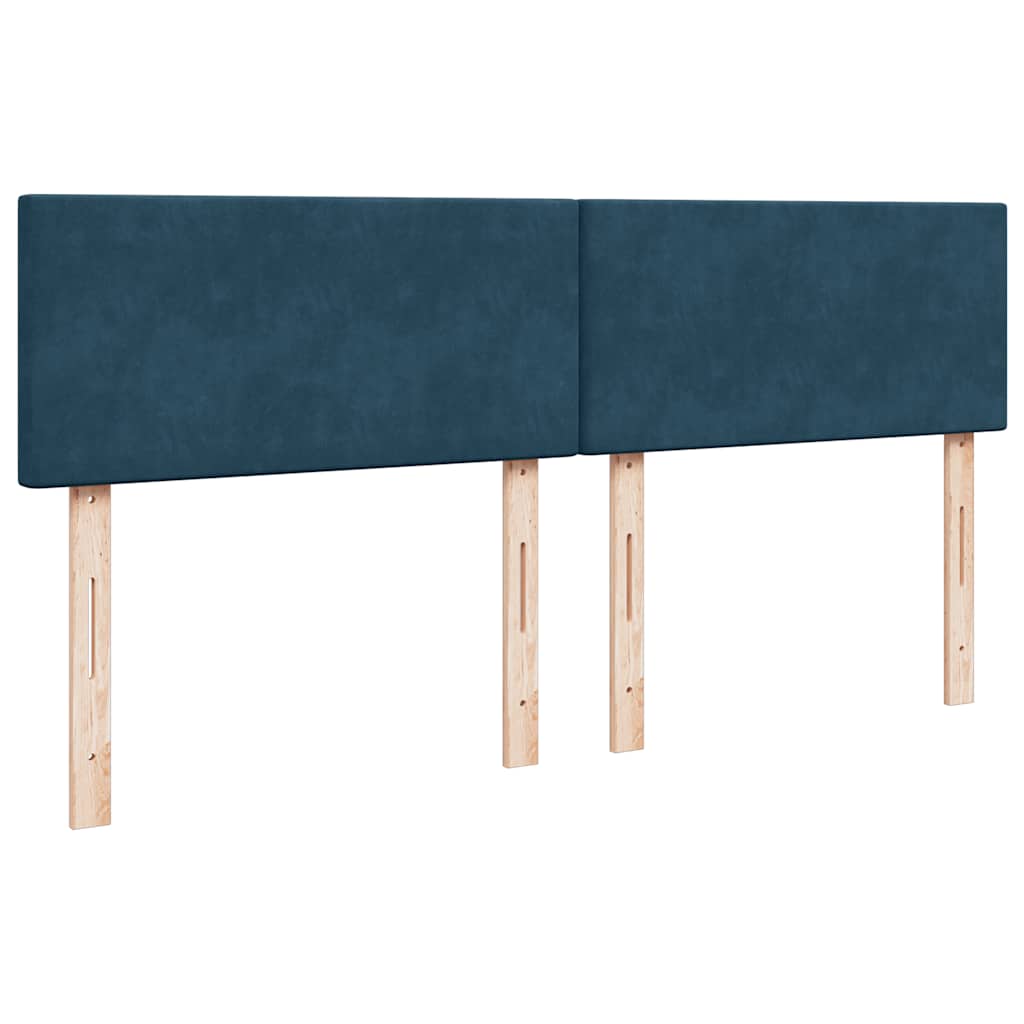 vidaXL Κρεβάτι Boxspring με Στρώμα Μπλε 200x200 εκ. Βελούδινο
