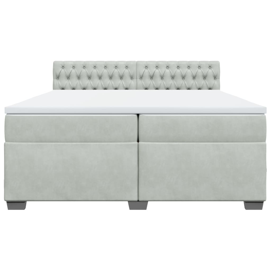 vidaXL Κρεβάτι Boxspring με Στρώμα Ανοιχτό Γκρι 200x200 εκ. Βελούδινο