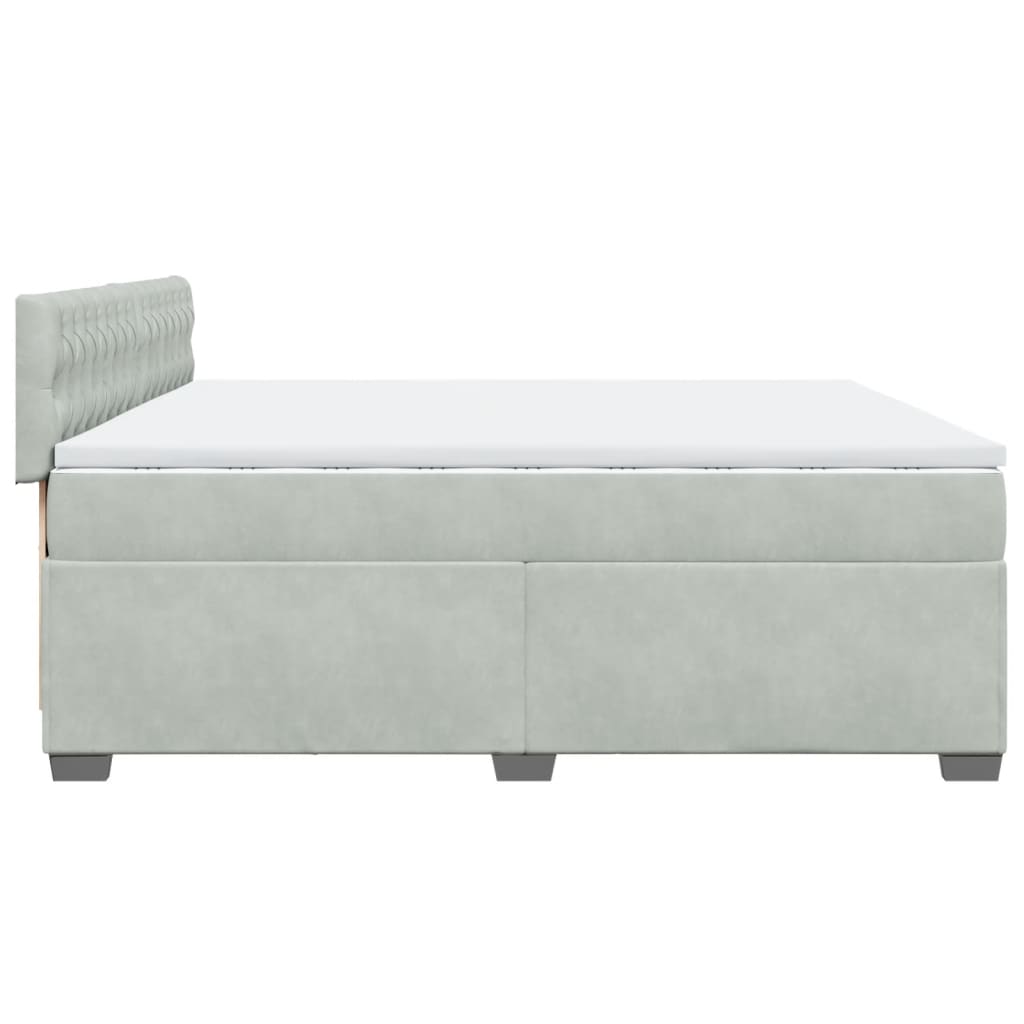 vidaXL Κρεβάτι Boxspring με Στρώμα Ανοιχτό Γκρι 200x200 εκ. Βελούδινο