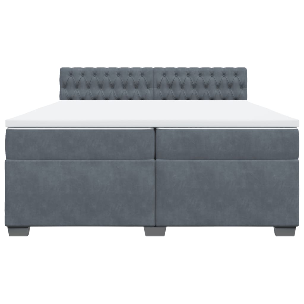 vidaXL Κρεβάτι Boxspring με Στρώμα Σκούρο Γκρι 200x200 εκ. Βελούδινο