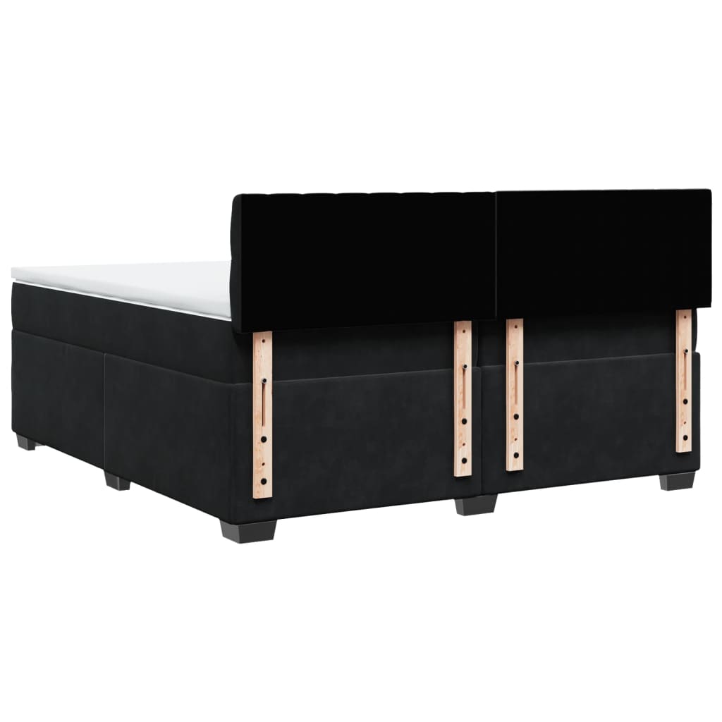 vidaXL Κρεβάτι Boxspring με Στρώμα Μαύρο 200x200 εκ. Βελούδινο