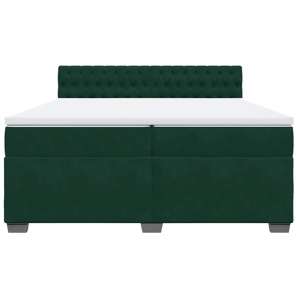vidaXL Κρεβάτι Boxspring με Στρώμα Σκούρο Πράσινο 200x200εκ. Βελούδινο