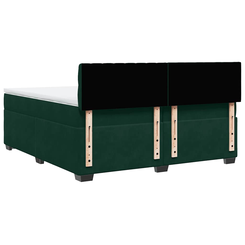 vidaXL Κρεβάτι Boxspring με Στρώμα Σκούρο Πράσινο 200x200εκ. Βελούδινο